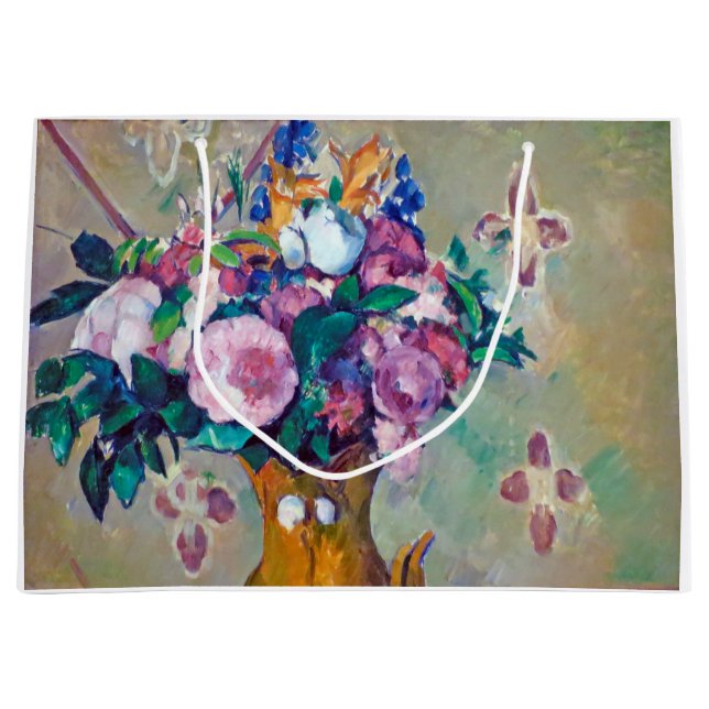 Sacola Para Presentes Grande Ainda com Flores, Paul Cezanne (Frente)