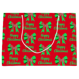 Sacola Para Presentes Grande Airedale Terrier Christmas Dog & Green Arco