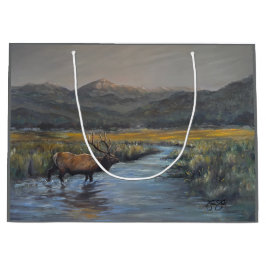 Sacola Para Presentes Grande Alce Dourado