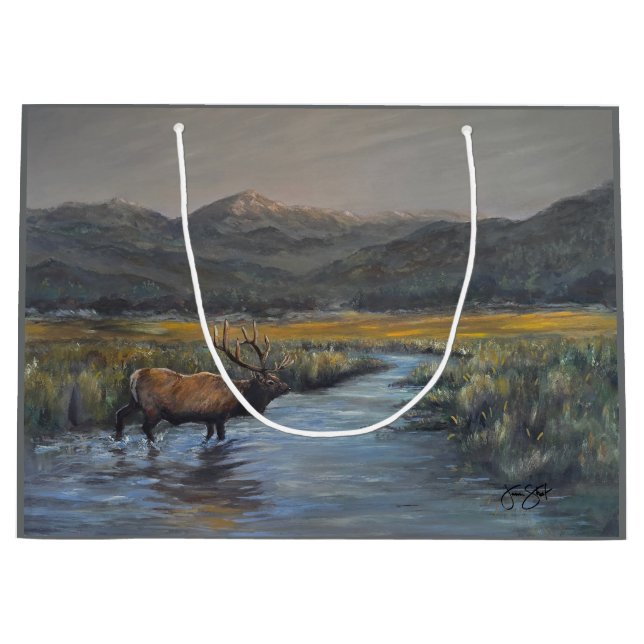 Sacola Para Presentes Grande Alce Dourado (Frente)