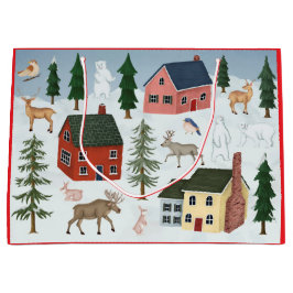 SACOLA PARA PRESENTES GRANDE ALDEIA DO SACO DE PRESENTE NA NEVE