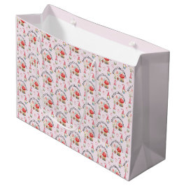 Sacola Para Presentes Grande Alegre Natal Aquarela Gnome E Cogumelos
