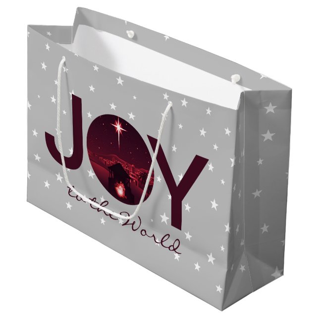 Sacola Para Presentes Grande Alegria à natividade mundial (Frente inclinada)