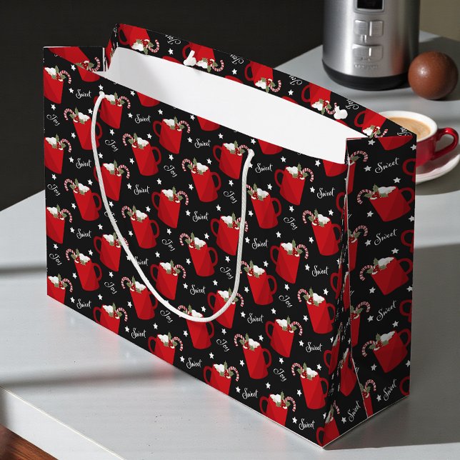 Sacola Para Presentes Grande Alegria de Chocolate Quente de Natal | Feriados (Criador carregado)