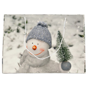 Sacola Para Presentes Grande Alegria de Natal com Snowman Sorridente