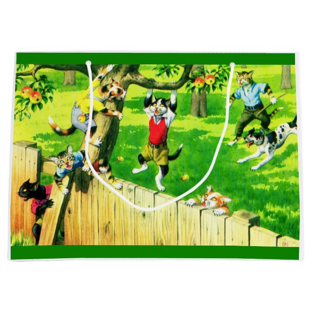 Sacola Para Presentes Grande Alfred Mainzer trepando uma macieira (Frente)