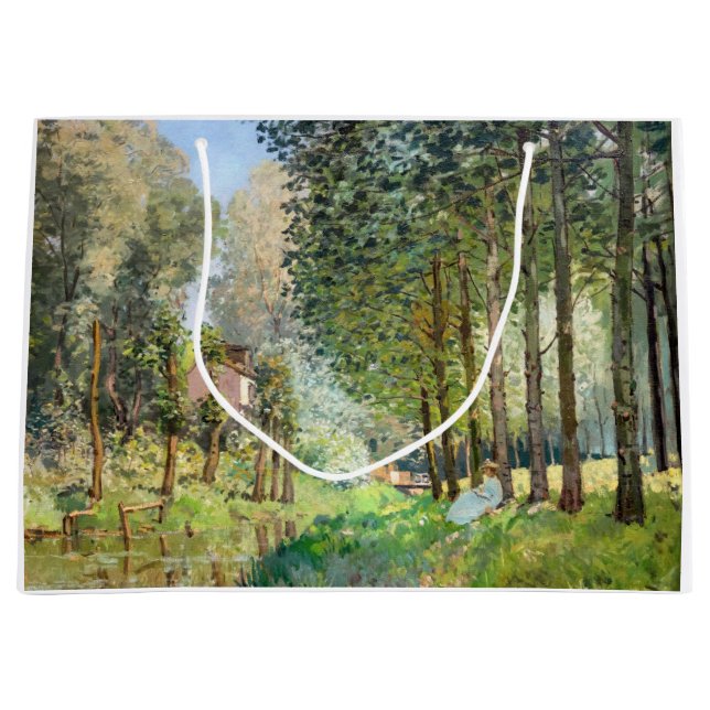 Sacola Para Presentes Grande Alfred Sisley - Descanso ao longo do Córrego (Frente)