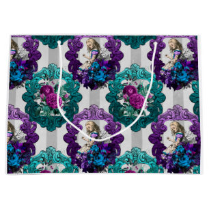 Sacola Para Presentes Grande Alice no Mundo das Maravilhas Verde