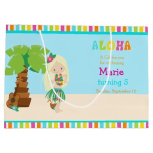Sacola Para Presentes Grande Aloha Blona Hair Girl Obrigado
