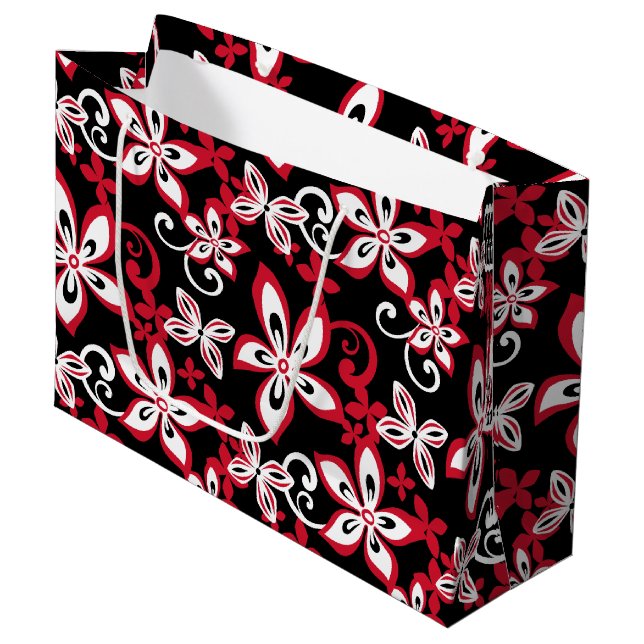 SACOLA PARA PRESENTES GRANDE ALOHA HAWAII (PRETO/VERMELHO) (Frente inclinada)