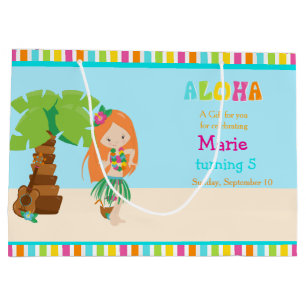 Sacola Para Presentes Grande Aloha Red Hair Girl Obrigado