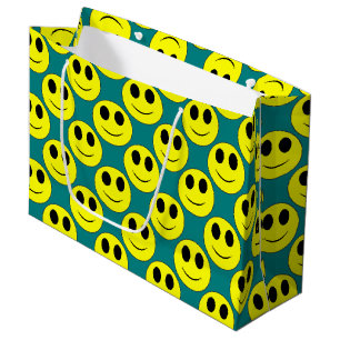 Sacola Para Presentes Grande Amante do rosto feliz amarelo