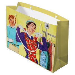 Sacola Para Presentes Grande amantes de compras retrô fofo vintage