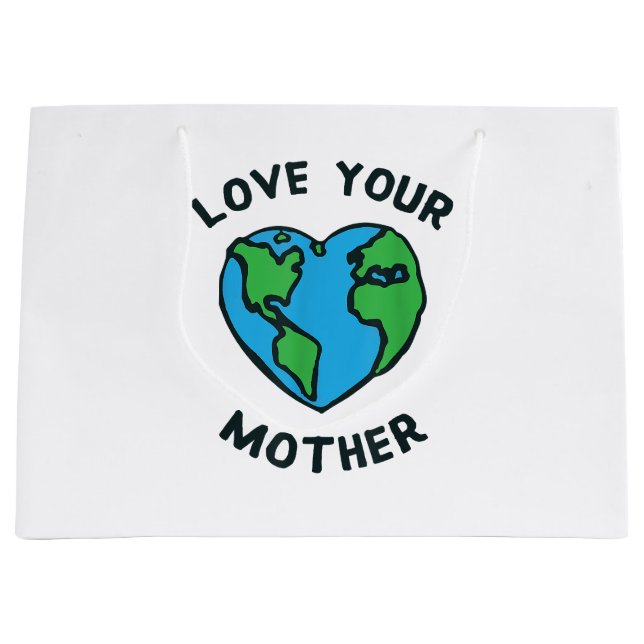 Sacola Para Presentes Grande Ame o Coração da Mãe Terra (Frente)