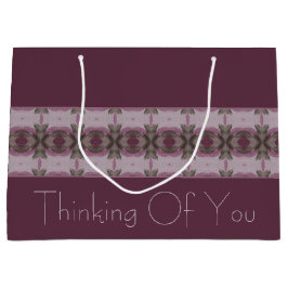 Sacola Para Presentes Grande Ameixa Escura Com Rosa E Verde