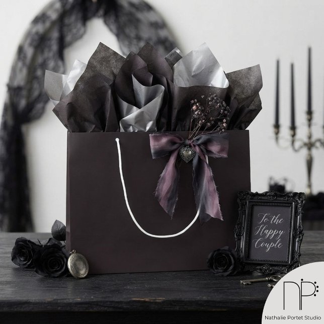 Sacola Para Presentes Grande Ameixa Escura Sólida (Solid dark plum minimalist gothic gift bag for sophisticated and refined gift presentation.)