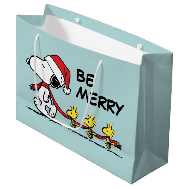 Sacola Para Presentes Grande Amendoins | Snoopy & Friends Winter Scarf (Frente inclinada)