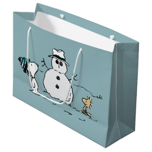Sacola Para Presentes Grande Amendoins Snoopy & Woodstock Construir Um Neve
