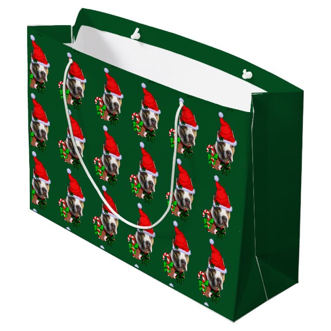 Sacola Para Presentes Grande American Pit Bull Terrier Natal (Verso inclinado)