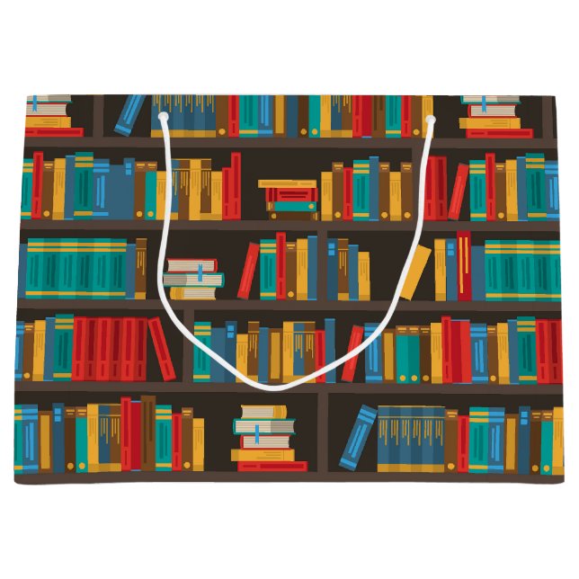 Sacola Para Presentes Grande Amor de Leitura na estante (Frente)