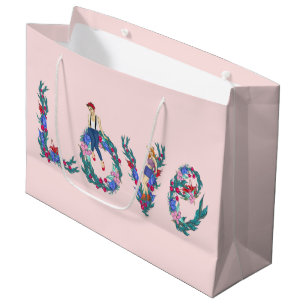 Sacola Para Presentes Grande Amor, raparigas e flores