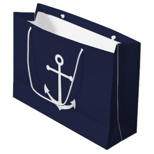 Sacola Para Presentes Grande Âncora Azul Marinho Náutico