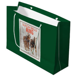 Sacola Para Presentes Grande Anel Sleigh Belga Equipe de Cavalos