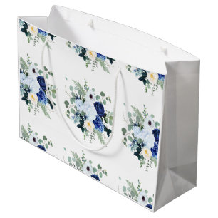 Sacola Para Presentes Grande Anemone Hydrangea Rosa White background
