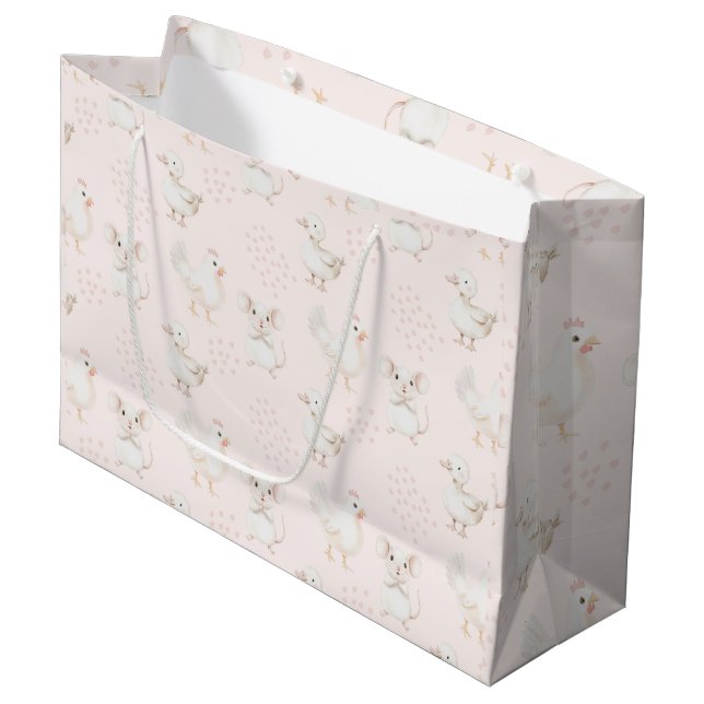 Sacola Para Presentes Grande Animais bonitos a rosa (Frente inclinada)
