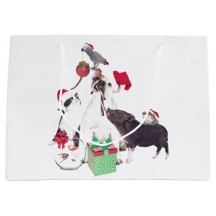 Sacola Para Presentes Grande ANIMAIS DE Papai Noel DÃO SACOS