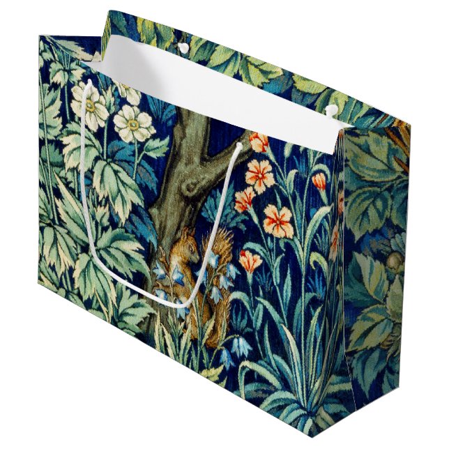 Sacola Para Presentes Grande Animais e Flores, Floresta, William Morris Large (Frente inclinada)