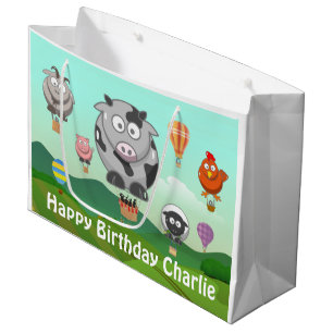Sacola Para Presentes Grande Animais Personalizados Da Exploração De Balões De
