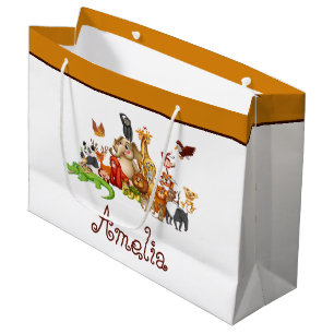 Sacola Para Presentes Grande Animais personalizados para crianças