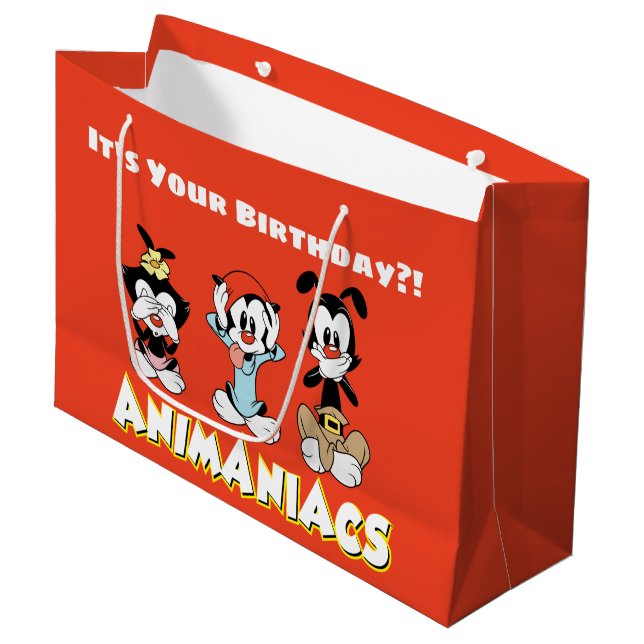 Sacola Para Presentes Grande Animaniacs | Warner Siblings "No Mau" Graphic (Frente inclinada)