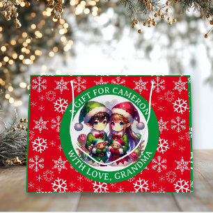 Sacola Para Presentes Grande Anime Bonito Elves de Natal Personalizado
