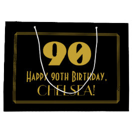 Sacola Para Presentes Grande Aniversário 90 — Art Deco inspirou "90" e nome