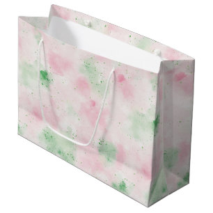 Sacola Para Presentes Grande Aniversário Abstrato Rosa Verde Rosa Menina