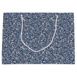 Sacola Para Presentes Grande Aniversário Brilho Azul Jeans
