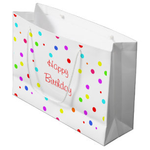Sacola Para Presentes Grande Aniversário Colorido da Criança Confetti