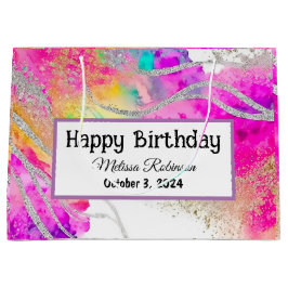 Sacola Para Presentes Grande Aniversário Colorido do Brilhante Moderno