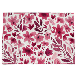 Sacola Para Presentes Grande Aniversário Corações Flores Rosa Vermelho Menina C