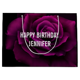 Sacola Para Presentes Grande Aniversário da Flor Rosa vermelha Roxo-Gótica