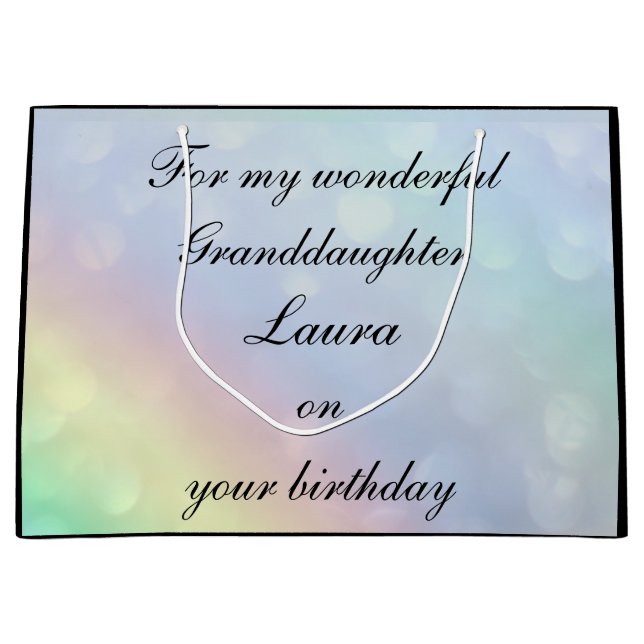 Sacola Para Presentes Grande Aniversário da neta personalizada (Frente)