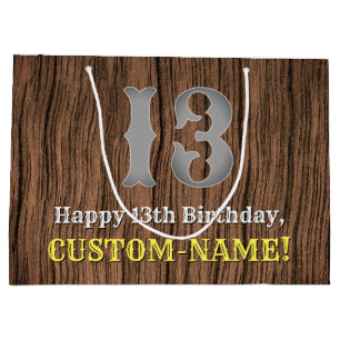 Sacola Para Presentes Grande Aniversário de 13 anos: Visual Inspirado em Countr