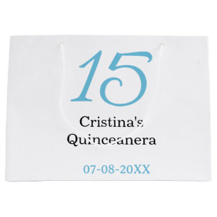 Sacola Para Presentes Grande aniversário de 15 anos da quinceanera azul preto l