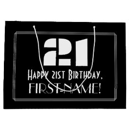 Sacola Para Presentes Grande aniversário de 21 anos ~ Art Deco Inspirou "21" + 