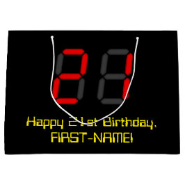 Sacola Para Presentes Grande aniversário de 21 anos: Estilo de Relógio Digital 