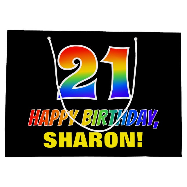 Sacola Para Presentes Grande aniversário de 21 anos: Negrito, Divertido, Simple (Verso)