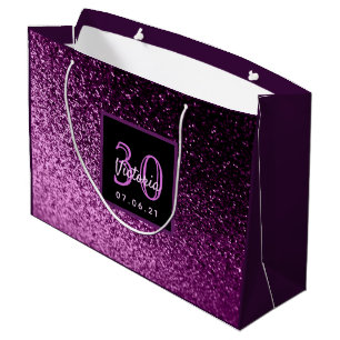 Sacola Para Presentes Grande aniversário de 30 anos 30 menina de vidro rosa p