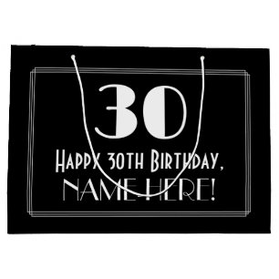 Sacola Para Presentes Grande aniversário de 30 anos: Art Deco Estilo Inspirado